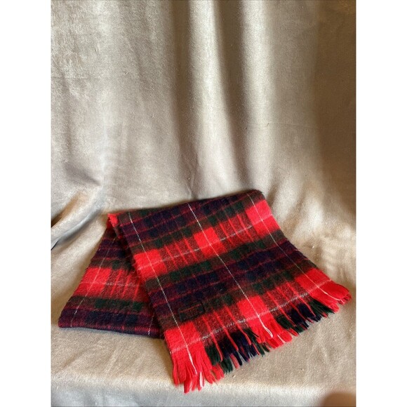 Vintage The Cashmere Touch Red Plaid Fringed Scarf 100% Acrylic Made in Japan - Picture 2 of 8